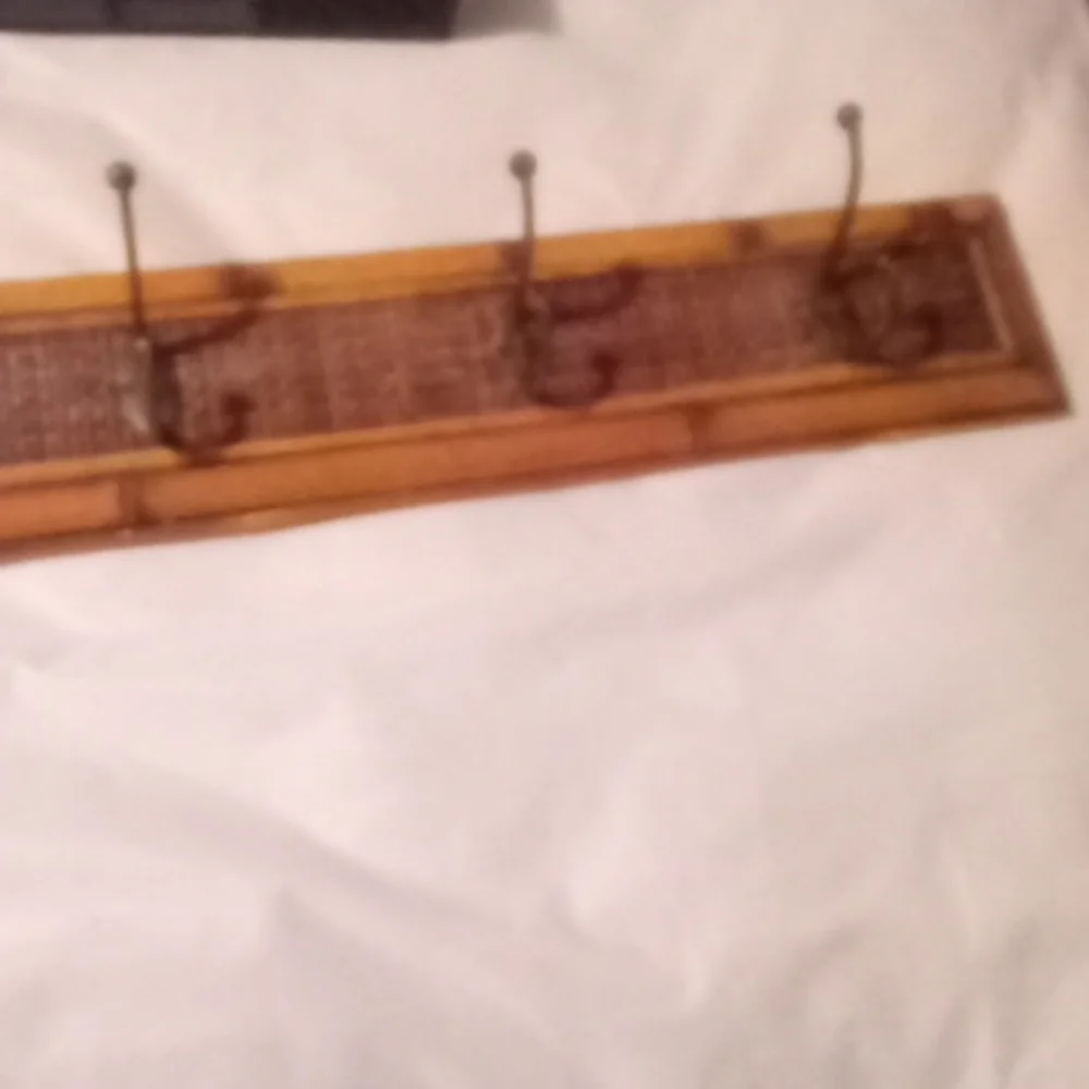 Long Vintage bamboo and wrought iron Wall 4 hooks